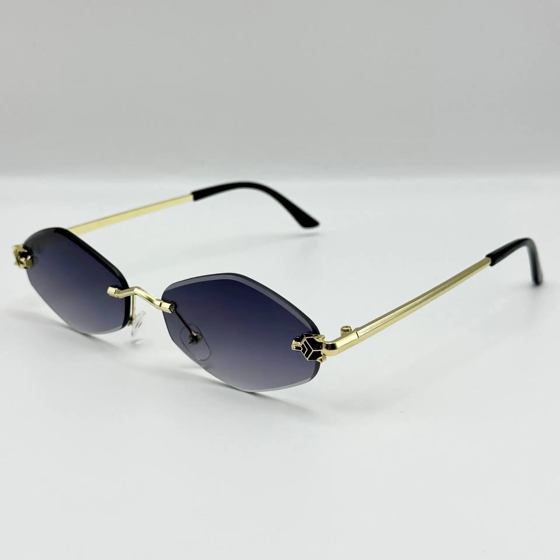 Lunettes de Soleil Polygonales Dorées — Femme, Style Vintage, Protection UV400