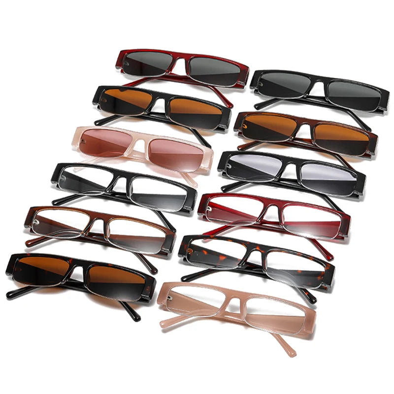 Lunettes de Soleil Rectangulaires Vintage — Unisexe, Protection UV400, 12 Coloris