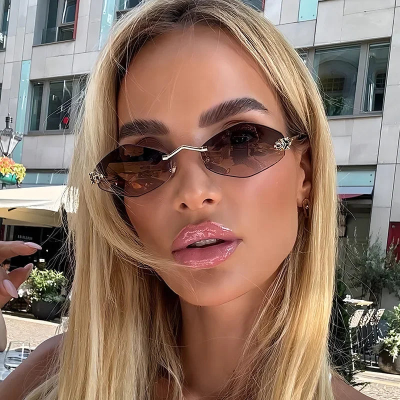 Lunettes de Soleil Polygonales Dorées — Femme, Style Vintage, Protection UV400