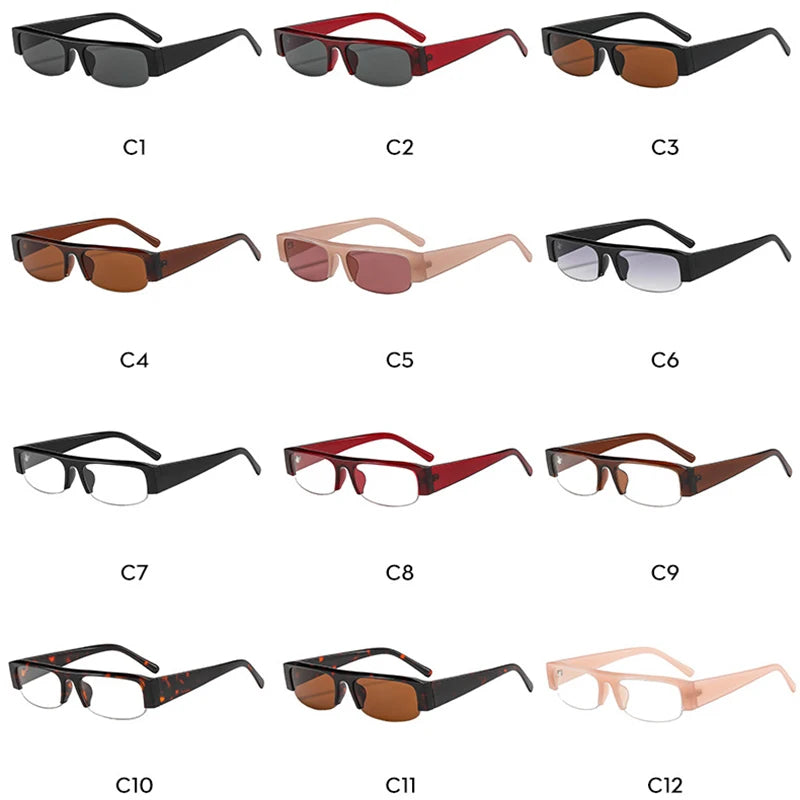 Lunettes de Soleil Rectangulaires Vintage — Unisexe, Protection UV400, 12 Coloris