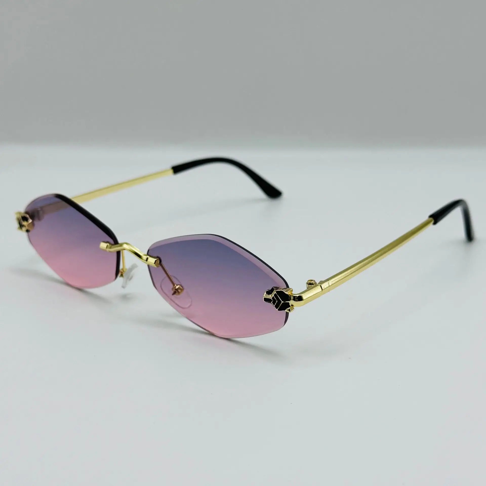 Lunettes de Soleil Polygonales Dorées — Femme, Style Vintage, Protection UV400