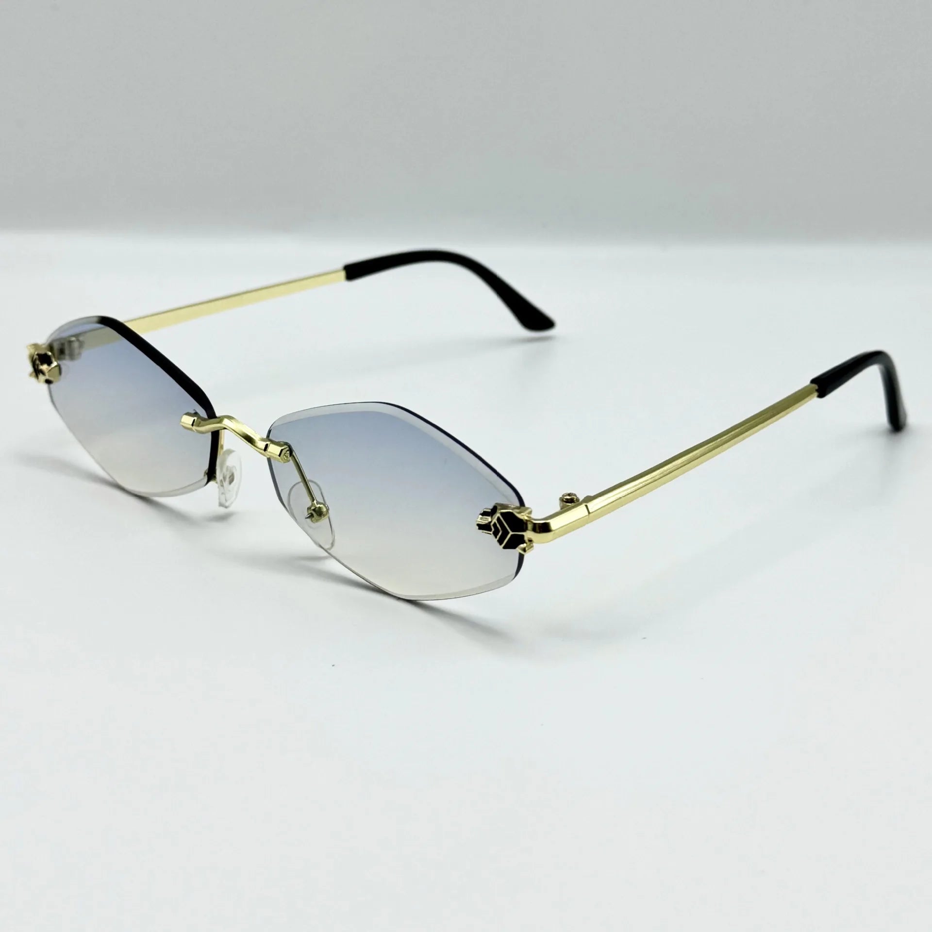 Lunettes de Soleil Polygonales Dorées — Femme, Style Vintage, Protection UV400