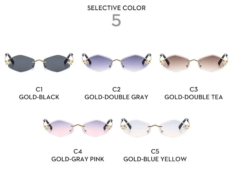 Lunettes de Soleil Polygonales Dorées — Femme, Style Vintage, Protection UV400