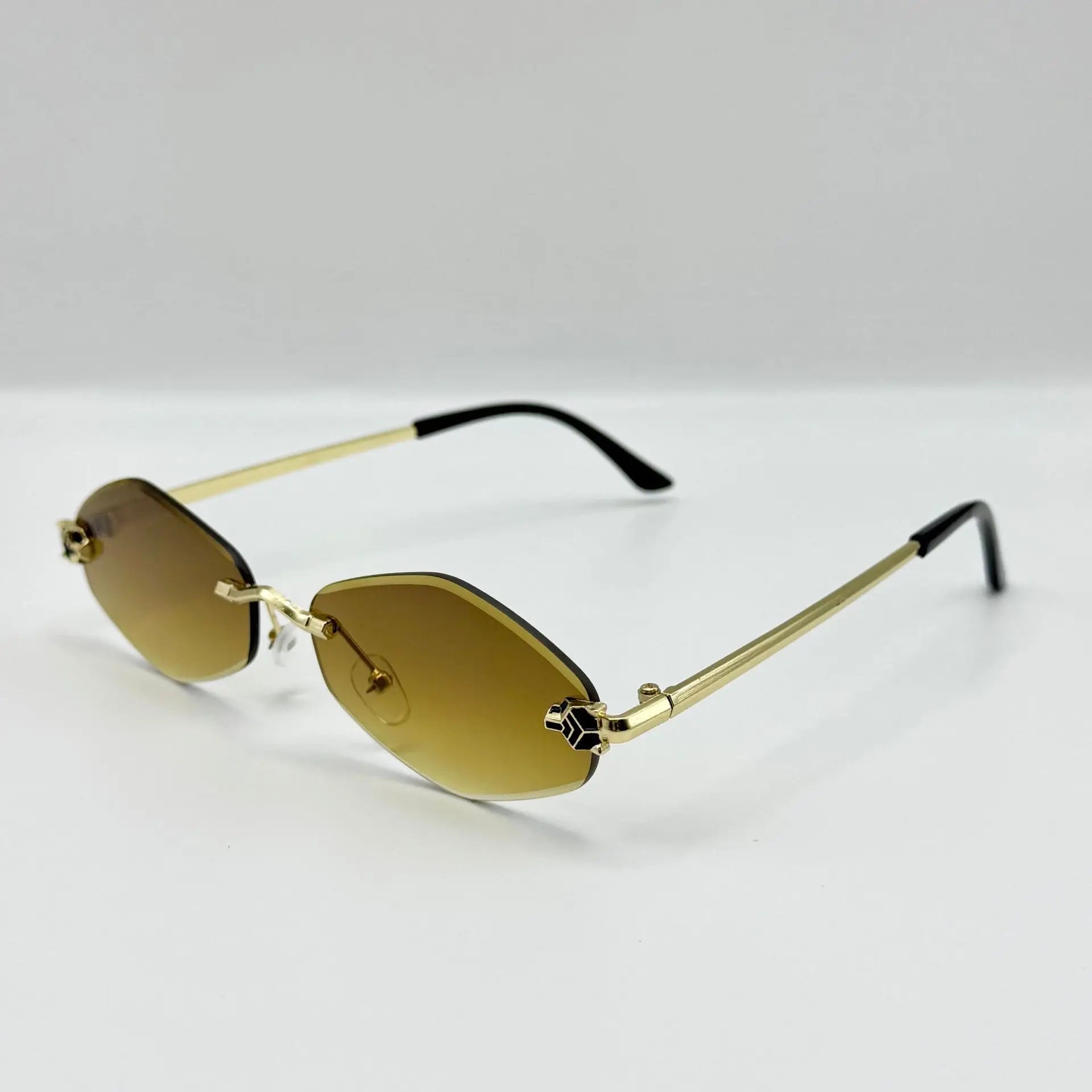 Lunettes de Soleil Polygonales Dorées — Femme, Style Vintage, Protection UV400