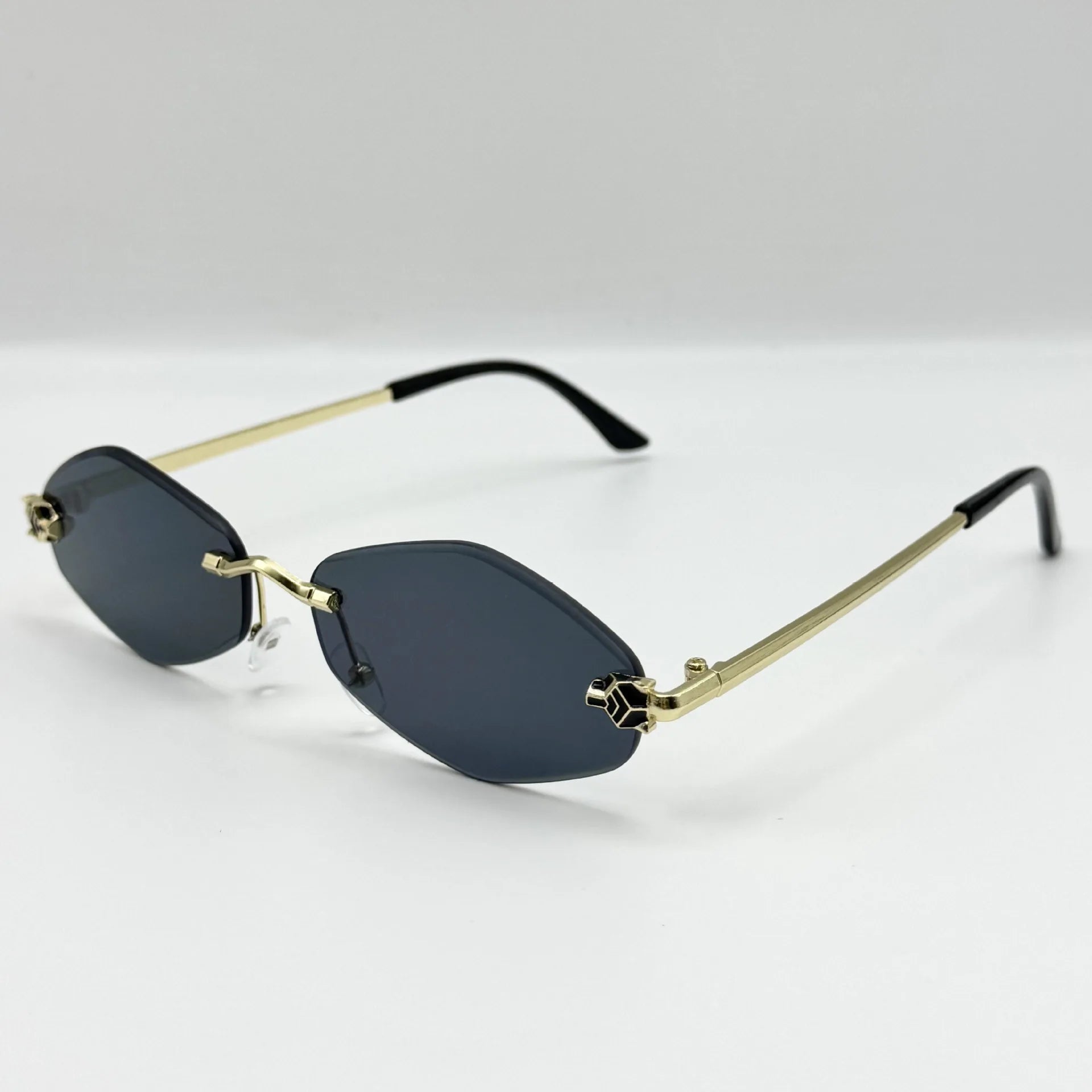 Lunettes de Soleil Polygonales Dorées — Femme, Style Vintage, Protection UV400
