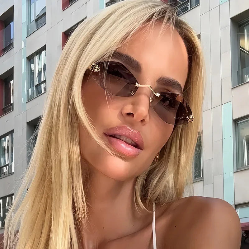Lunettes de Soleil Polygonales Dorées — Femme, Style Vintage, Protection UV400